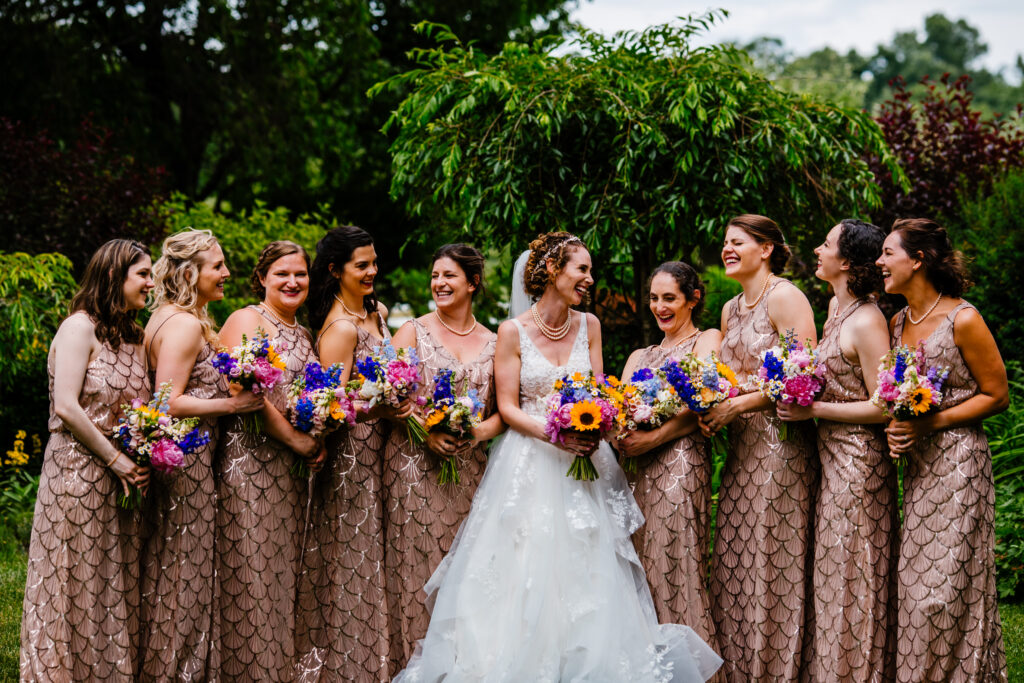 Bride and her bridesmaids at the John Joseph Inn. 