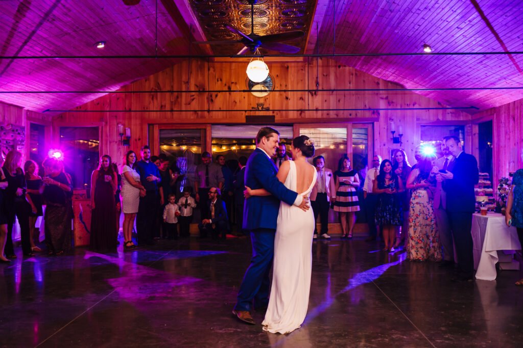 Bride and groom dance at New Park Event Venue