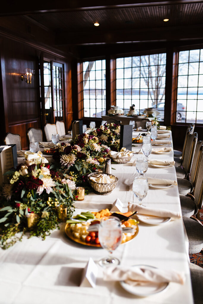 A table setting at the Sherwood Inn, one of many finger lakes wedding venues