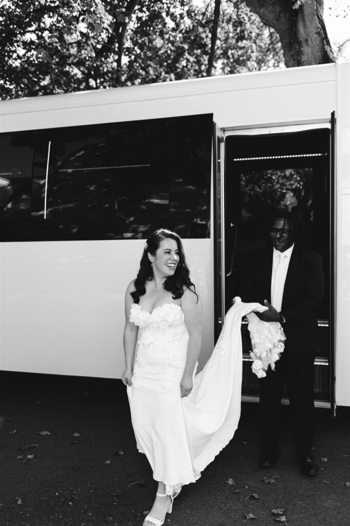 Bride arrives at her Locust Hill Country Club wedding