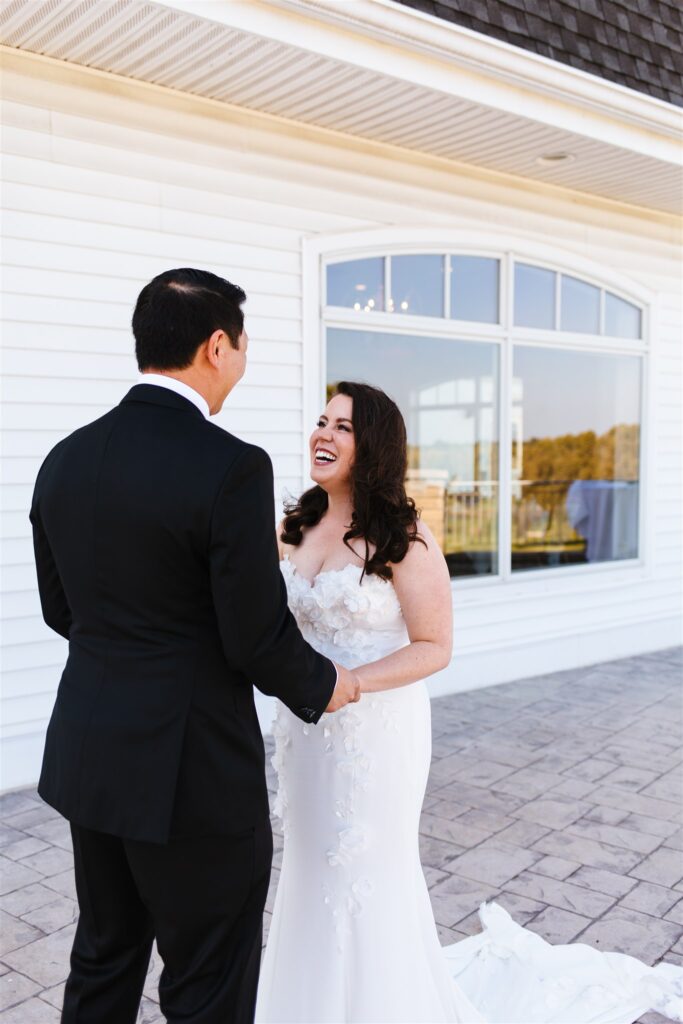 Bride and groom share a first look at their Locust Hill Country Club Wedding.