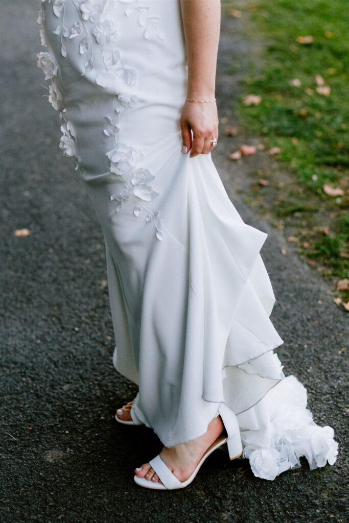 Detail of brides dress from Lovely Bride in victor, NY.