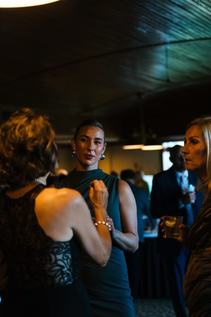 Guests mingle during cocktail hour